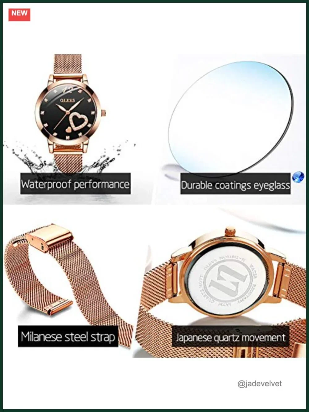 Women's Rose Gold Stainless Steel Mesh Watch with Bracelet Set